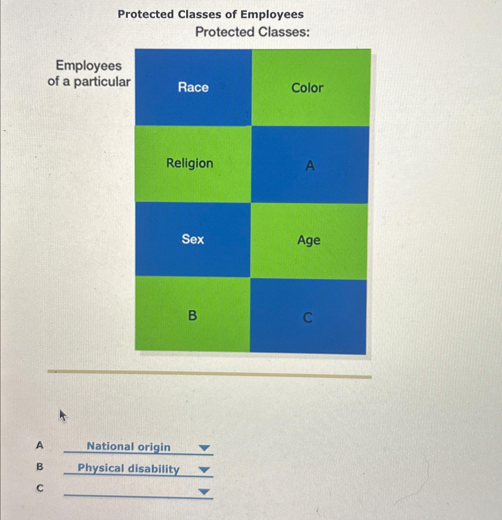 Solved Protected Classes of EmployeesProtected | Chegg.com