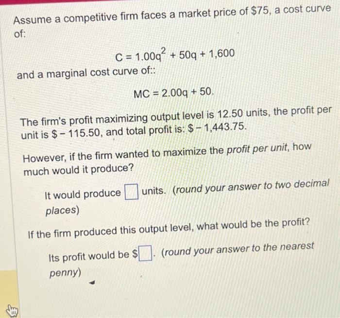 Solved Assume a competitive firm faces a market price of | Chegg.com