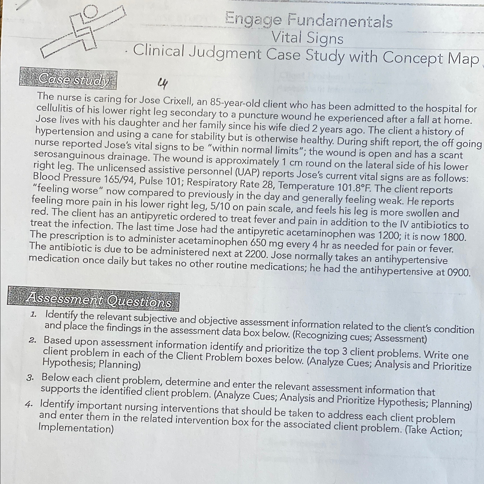 Solved Engage FundamentalsVital SignsClinical Judgment Case | Chegg.com