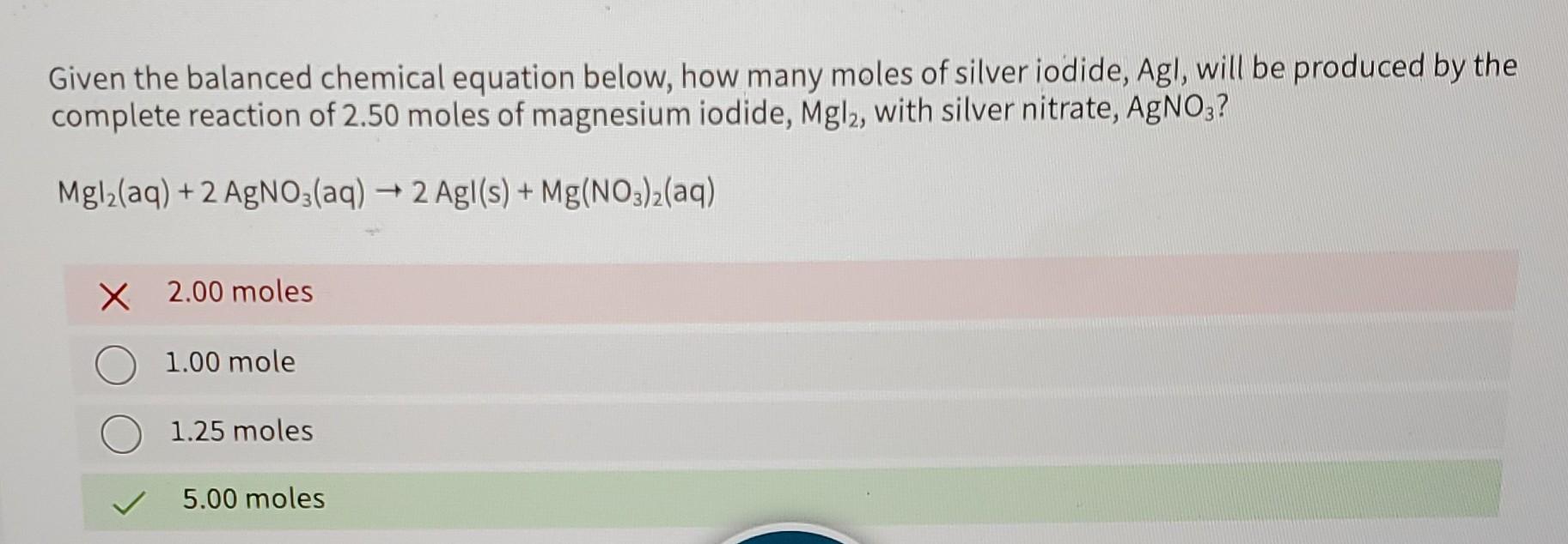 Solved Given the balanced chemical equation below how many