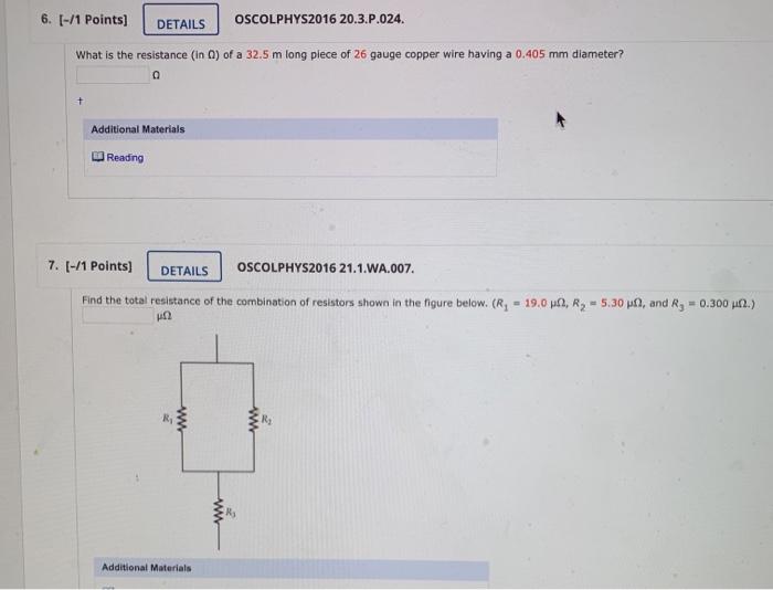 Solved 6 [ 1 Points Details Oscolphys2016 20 3 P 024