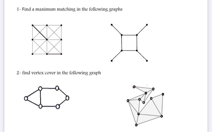 Solved 1- Find a maximum matching in the following graphi 2- | Chegg.com