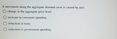 Solved A movement along the aggregate demand curve is caused | Chegg.com