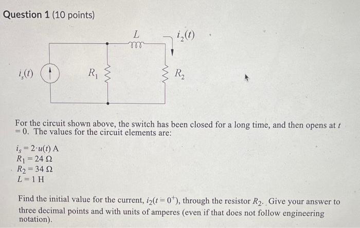 Solved Question 1 (10 points) For the circuit shown above, | Chegg.com