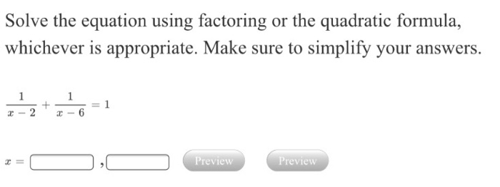 Solved Solve the equation using factoring or the quadratic | Chegg.com