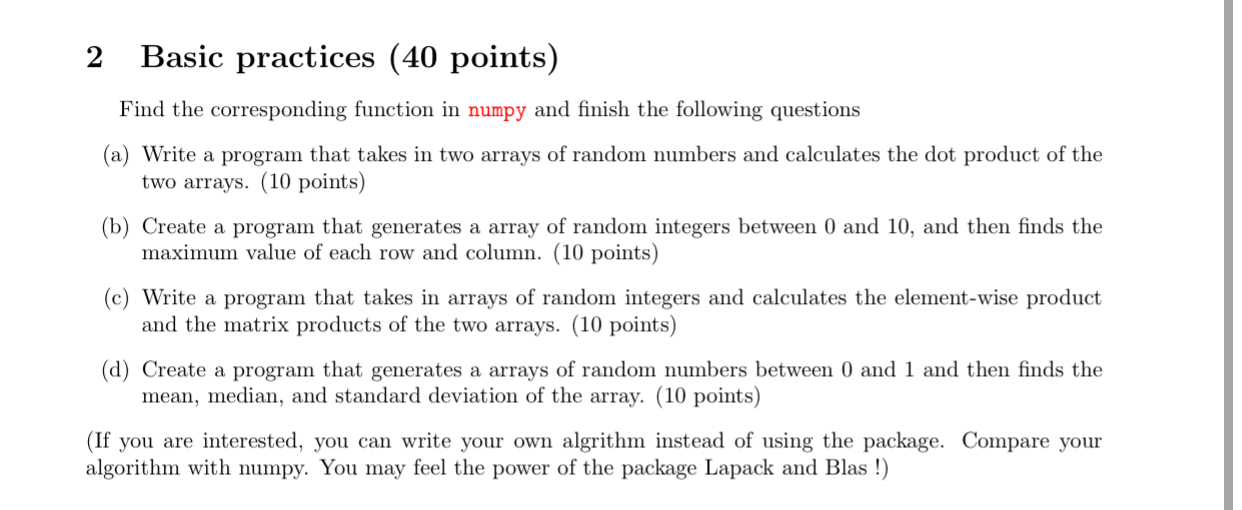 Solved 2 ﻿Basic practices (40 ﻿points)Find the corresponding | Chegg.com image.