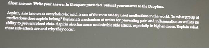 Solved Short answer: Write your answer in the space | Chegg.com