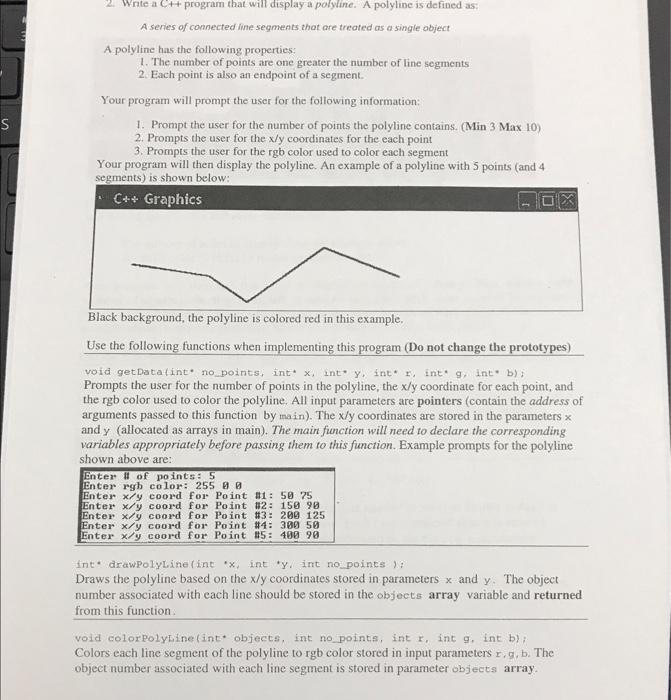 Solved 2. Write a C++ program that will display a polyline. | Chegg.com