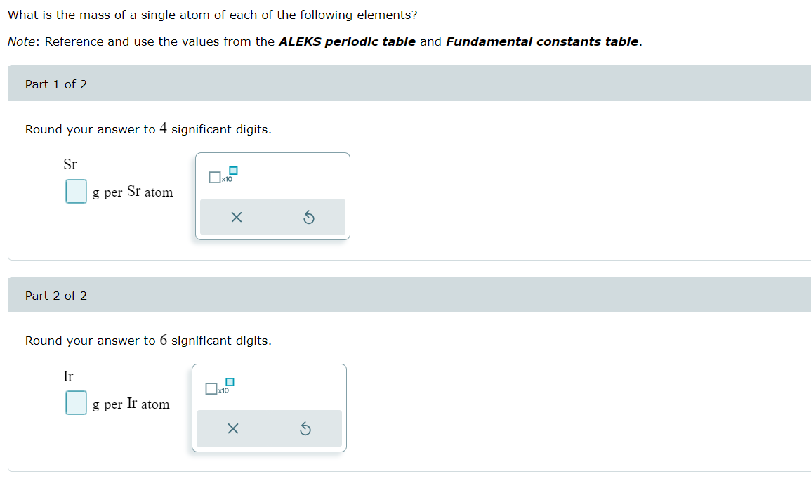 Solved What Is The Mass Of A Single Atom Of Each Of The Chegg