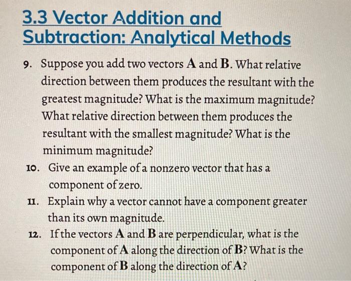 Solved 3.3 Vector Addition And Subtraction: Analytical | Chegg.com