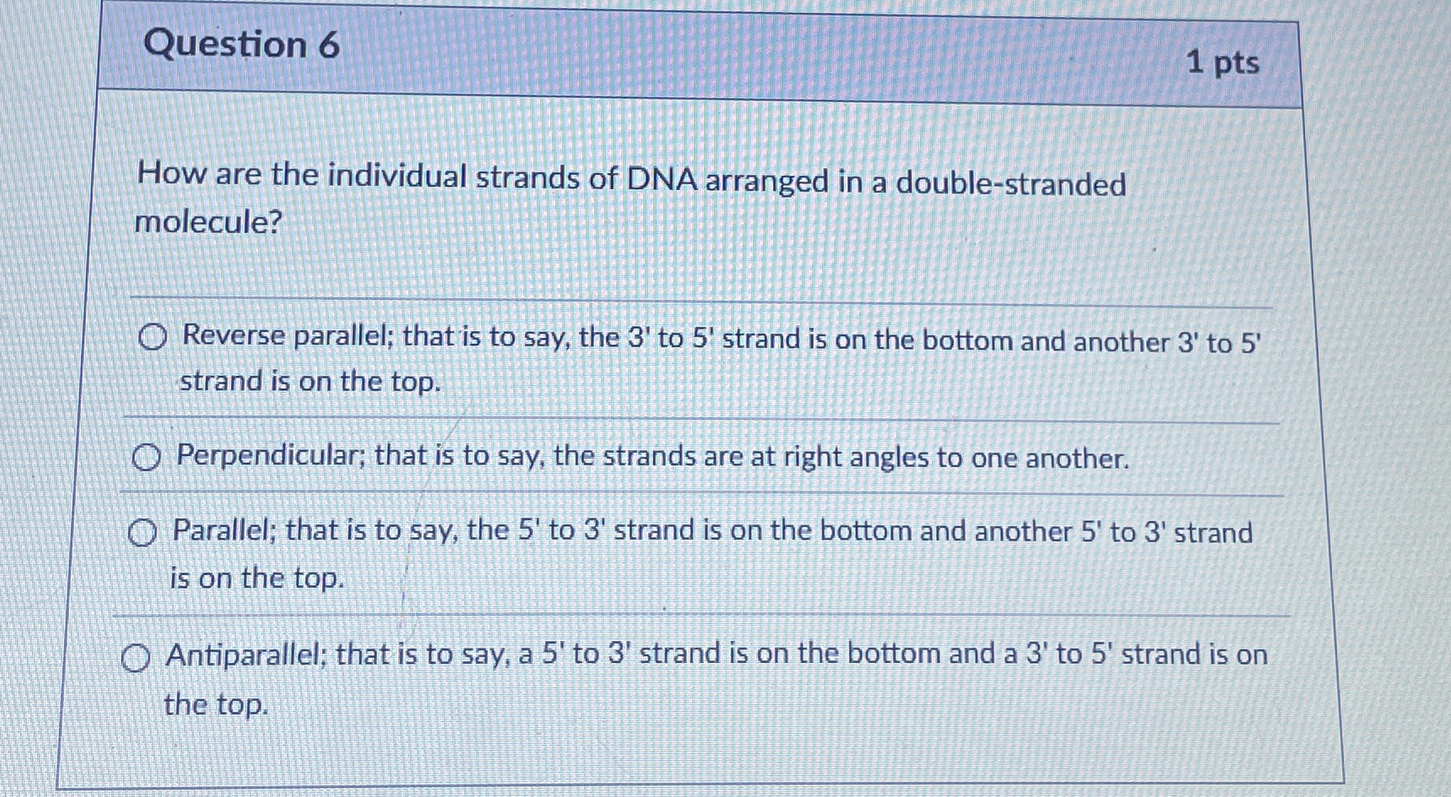 Solved Question 6How are the individual strands of DNA | Chegg.com