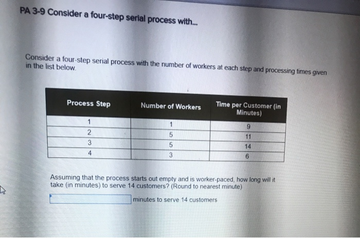 Solved PA 3-9 Consider a four-step serial process with... | Chegg.com
