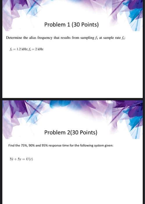 Solved Problem 1 (30 Points) Determine the alias frequency | Chegg.com