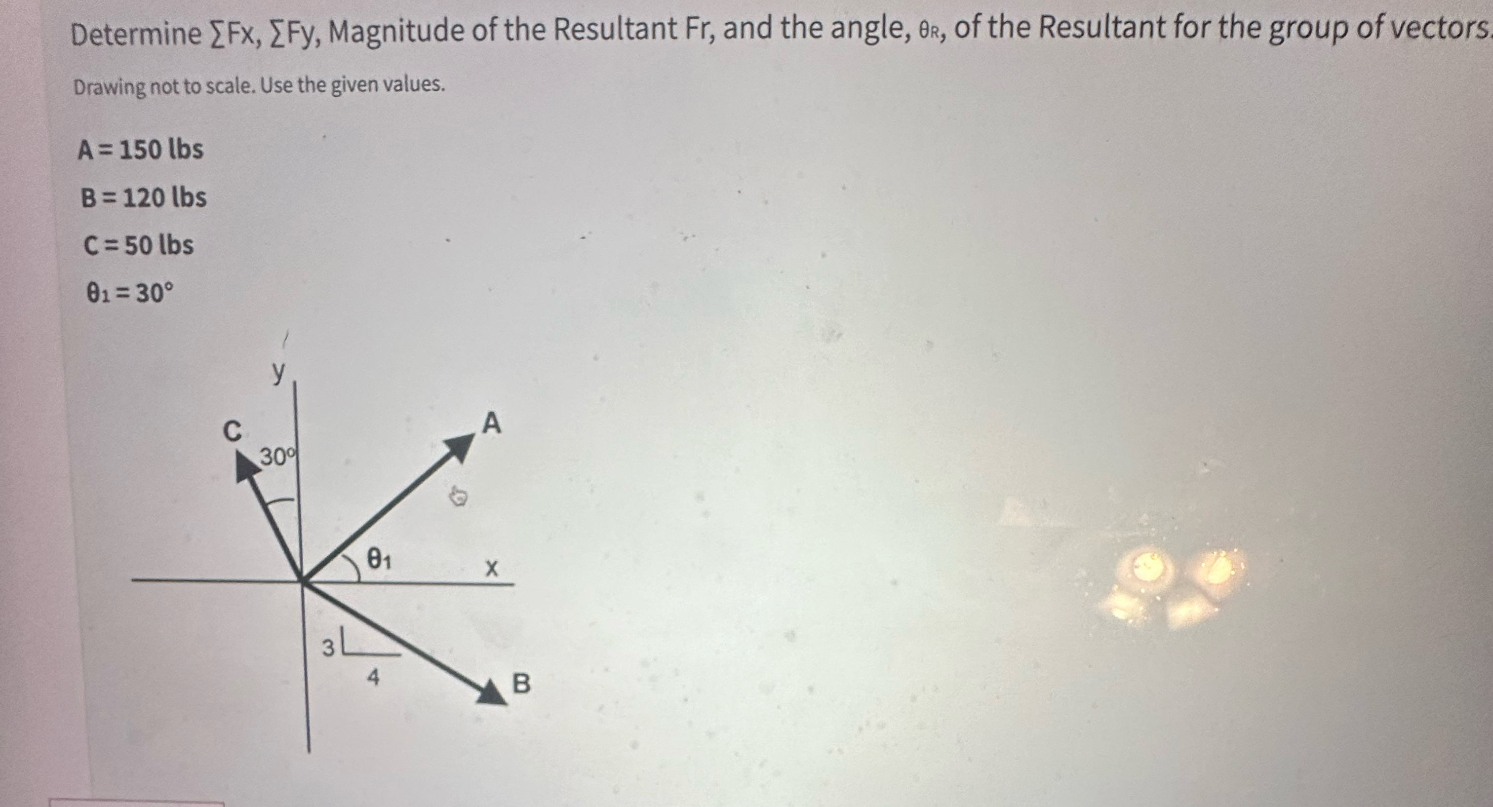 Solved Determine ∑??Fx,ΣFy, ﻿Magnitude of the Resultant Fr, | Chegg.com