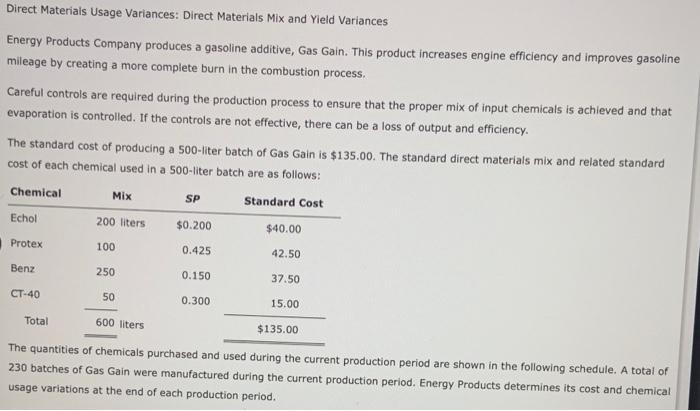 Solved Direct Materiais Usage Variances: Direct Materials | Chegg.com