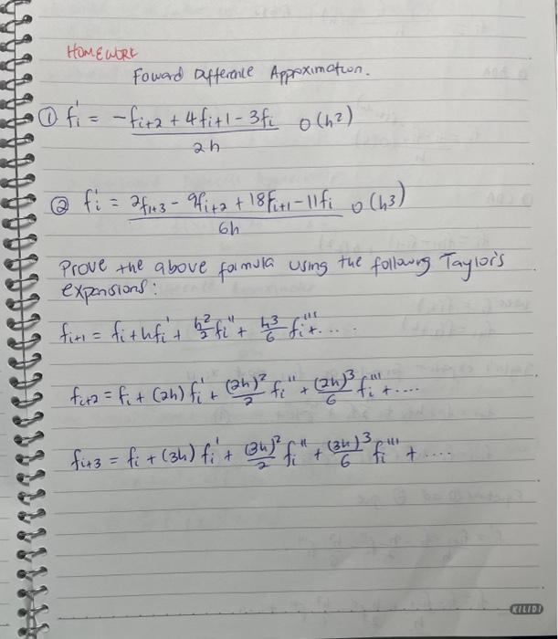 Solved HOMEWTRE Fowad afference Appeximation. (1) | Chegg.com