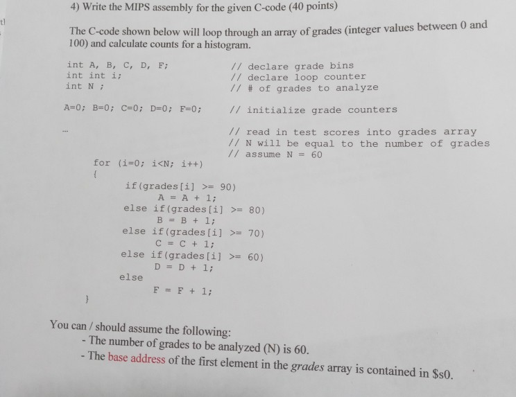 how to write c code into mips assemby