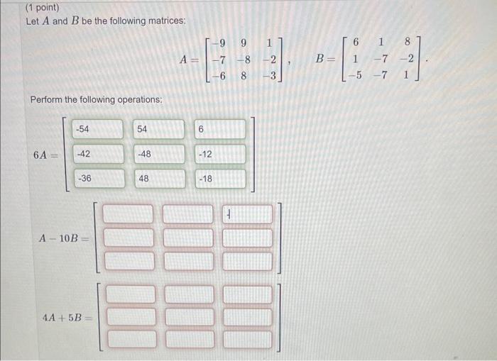 Solved (1 Point) Let A And B Be The Following Matrices: | Chegg.com