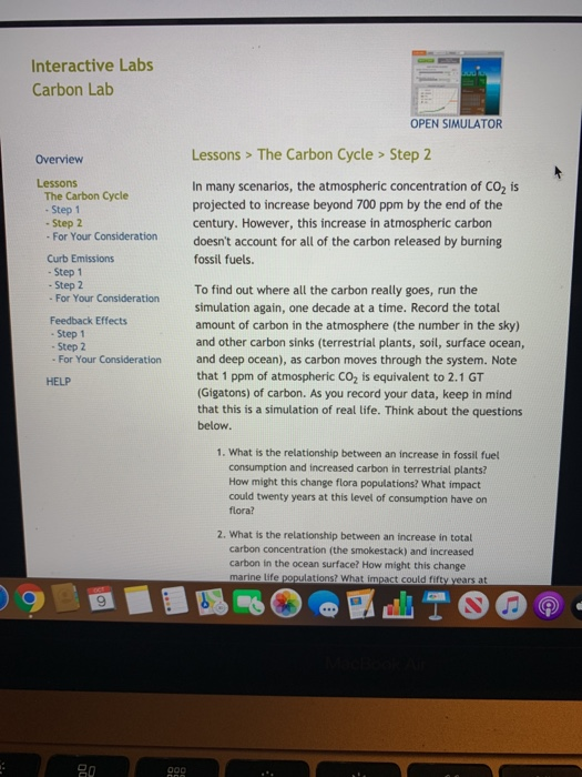 Solved PATA TABLES CARBON CYCLE LESSON 2 Lesson 2 Step 1