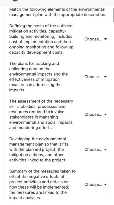 Solved Match the following elements of the environmental | Chegg.com