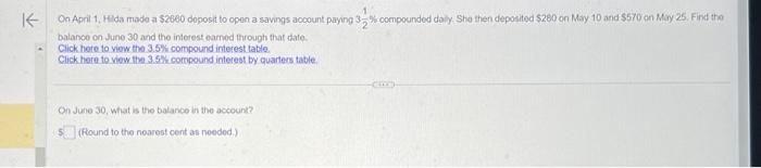 Solved On April 1, Hilda mode a $2660 doposit to open a | Chegg.com