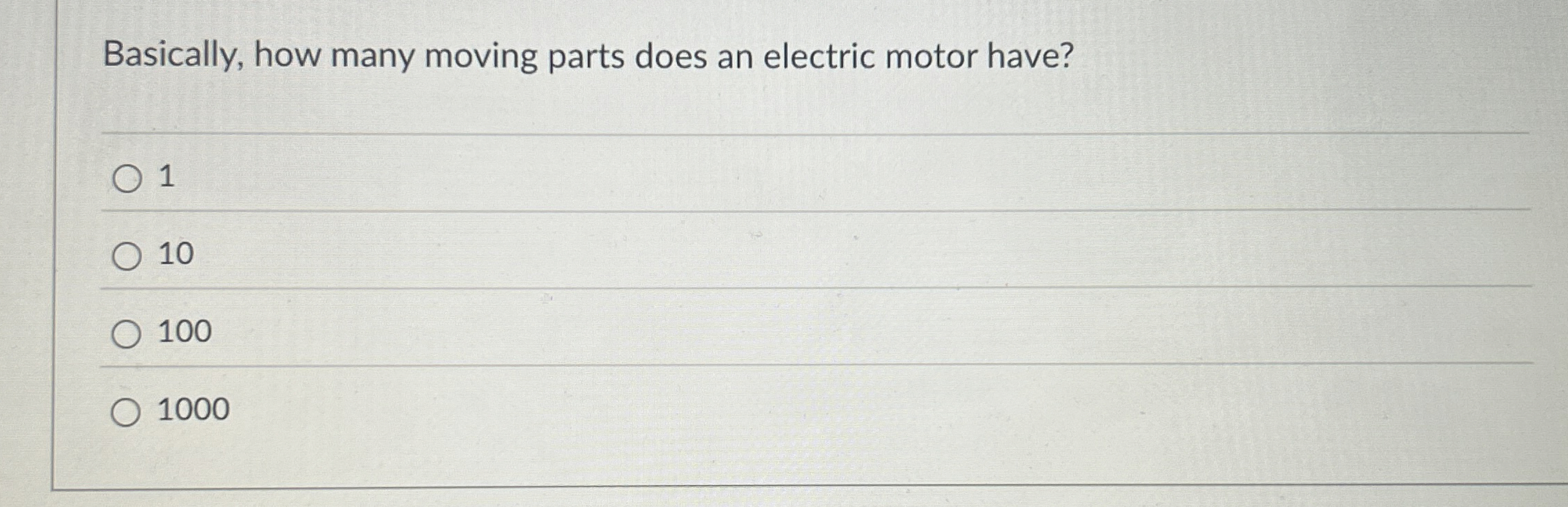 Solved Basically, how many moving parts does an electric