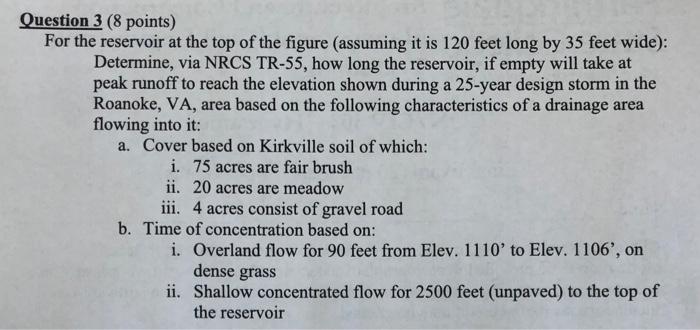 Solved uestion 3 ( 8 points) For the reservoir at the top of | Chegg.com