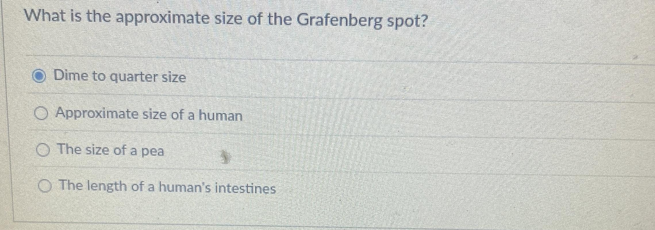 Solved What is the approximate size of the Grafenberg | Chegg.com