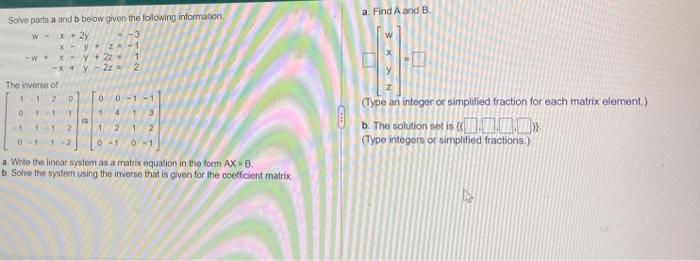 Solved a. Find A and B. w Solve parts a and b below given | Chegg.com