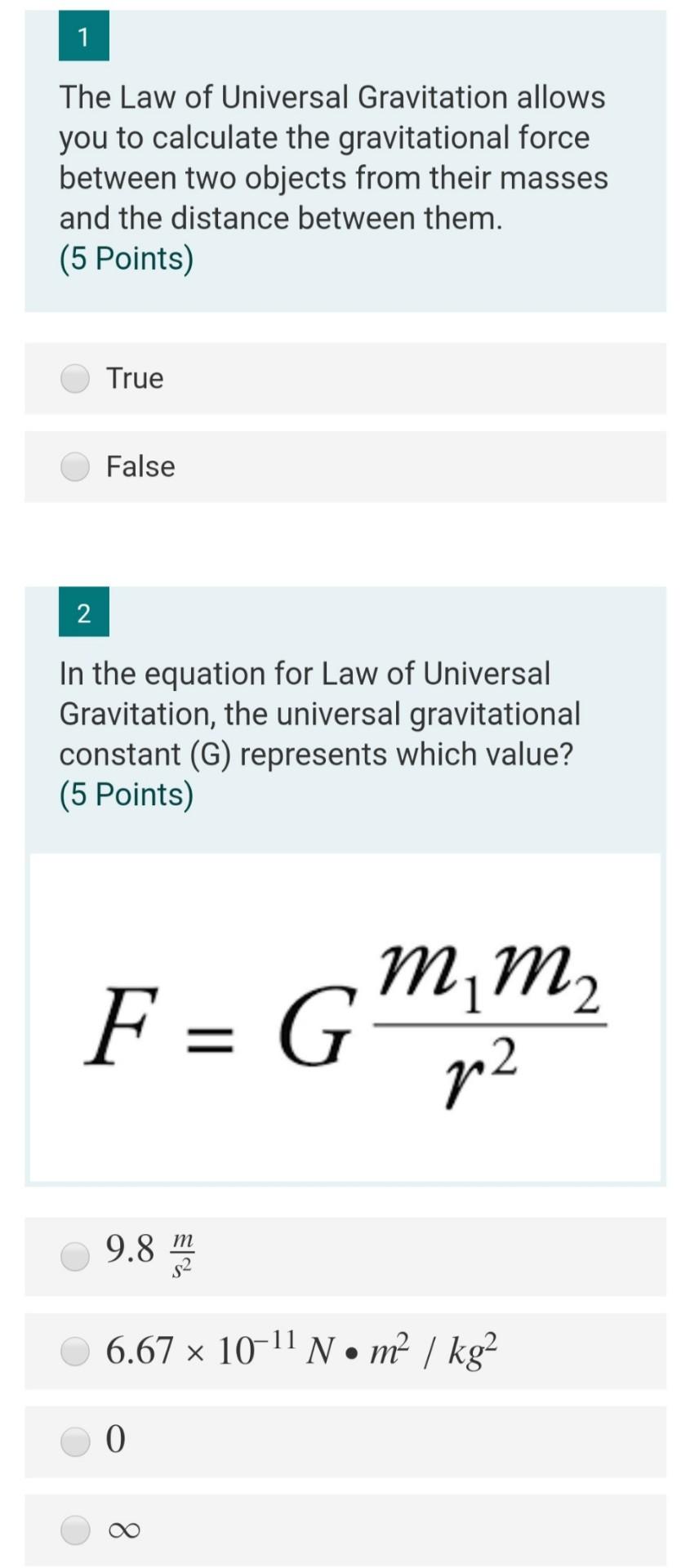 gravitational force between two objects equation