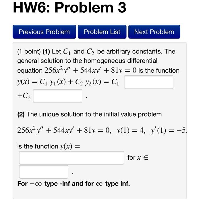 Solved HW6: Problem 3 Previous Problem Problem List Next | Chegg.com