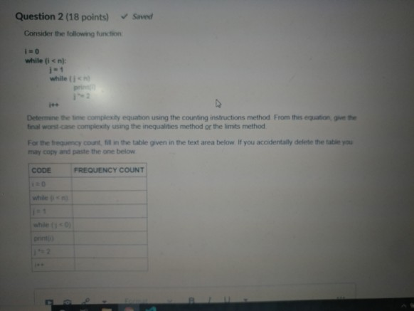 Solved Question 2 (18 points) Saved Consider the following | Chegg.com