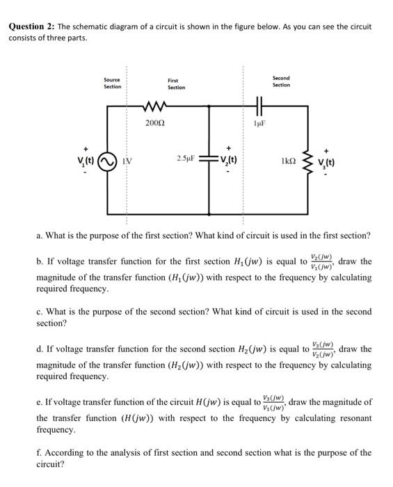 Solved Question 2: The schematic diagram of a circuit is | Chegg.com