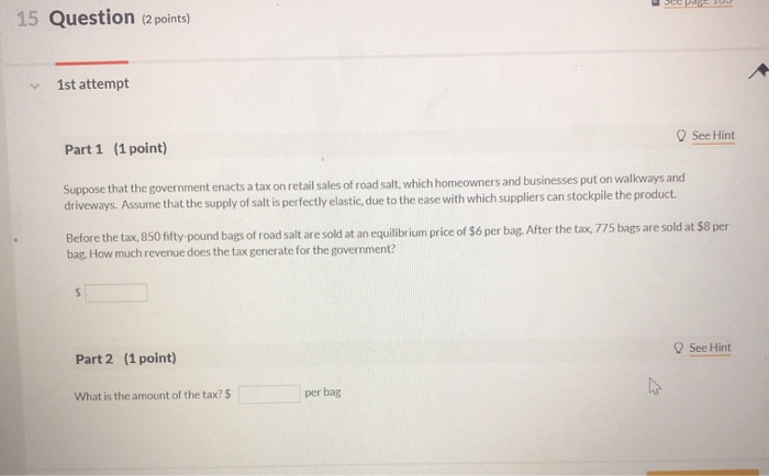 Solved 15 Question (2points) 1st attempt See Hint Part 1 (1 | Chegg.com