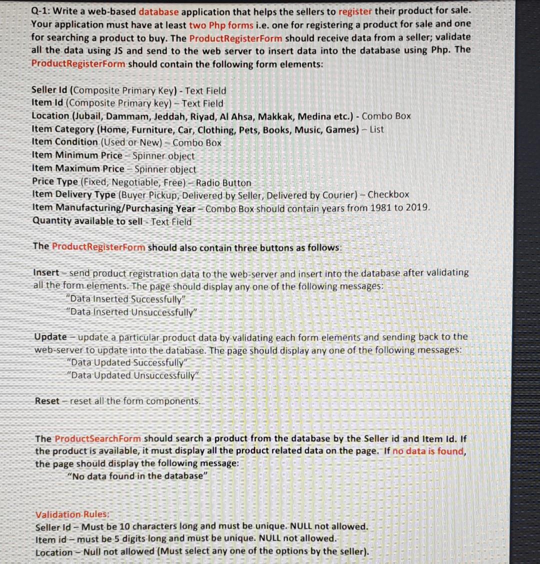 Solved Q 1 Write A Web based Database Application That Chegg Solved q 1 write a web based database application that chegg
