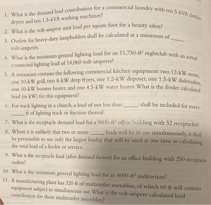 Solved 1. What is the demand load contribution for a