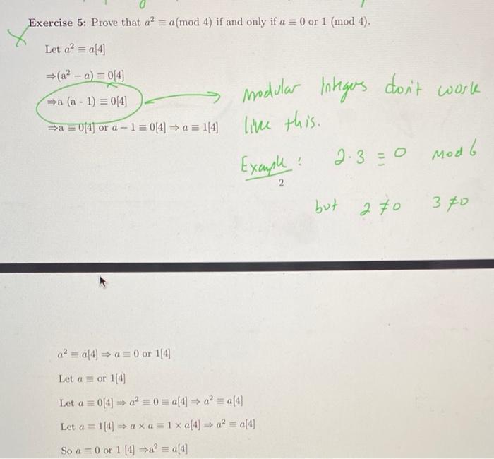 Solved Exercise 5: Prove that a? = a(mod 4) if and only if a | Chegg.com
