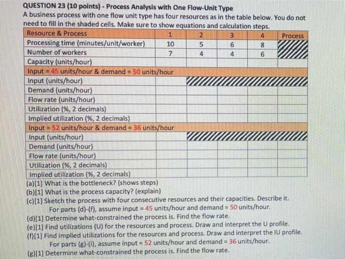 Solved QUESTION 23 (10 points) - Process Analysis with One | Chegg.com