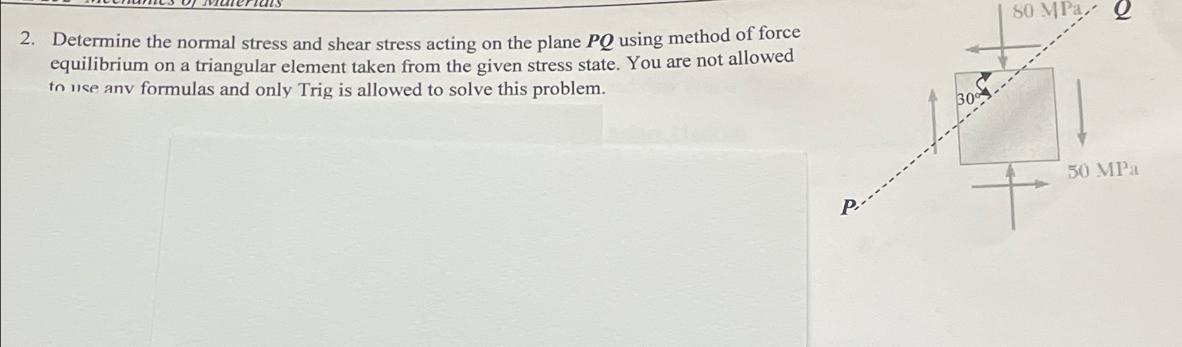 Solved Determine the normal stress and shear stress acting | Chegg.com