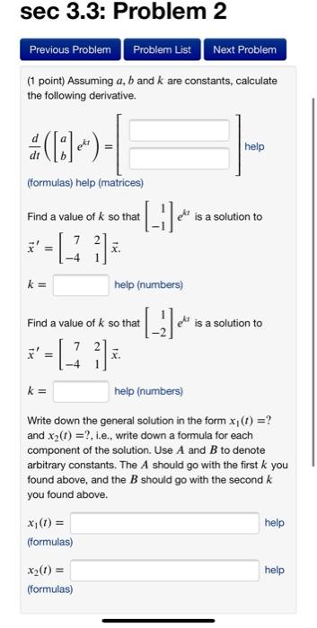 Solved sec 3.3: Problem 2 Previous Problem Problem List Next | Chegg.com