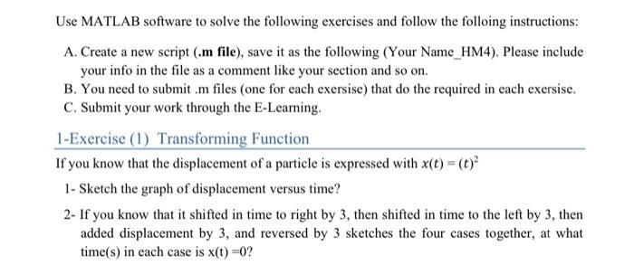 Solved Use MATLAB software to solve the following exercises | Chegg.com