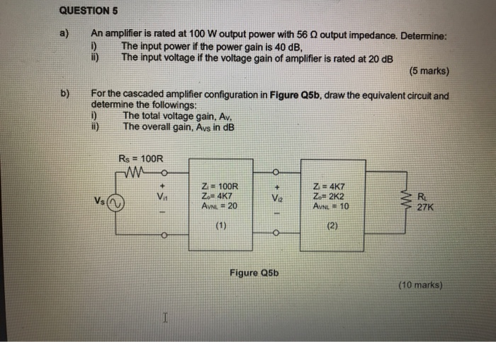 Solved B) For The Cascaded Amplifier Configuration In Figure | Chegg.com