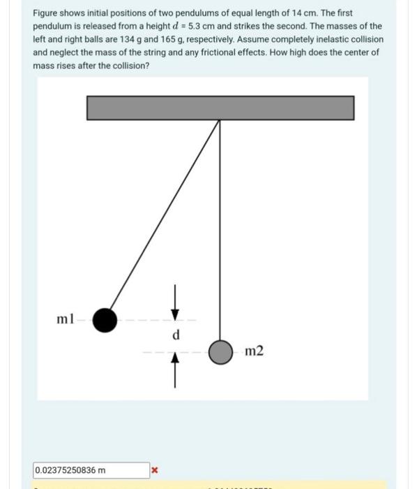 Solved Figure shows initial positions of two pendulums of | Chegg.com