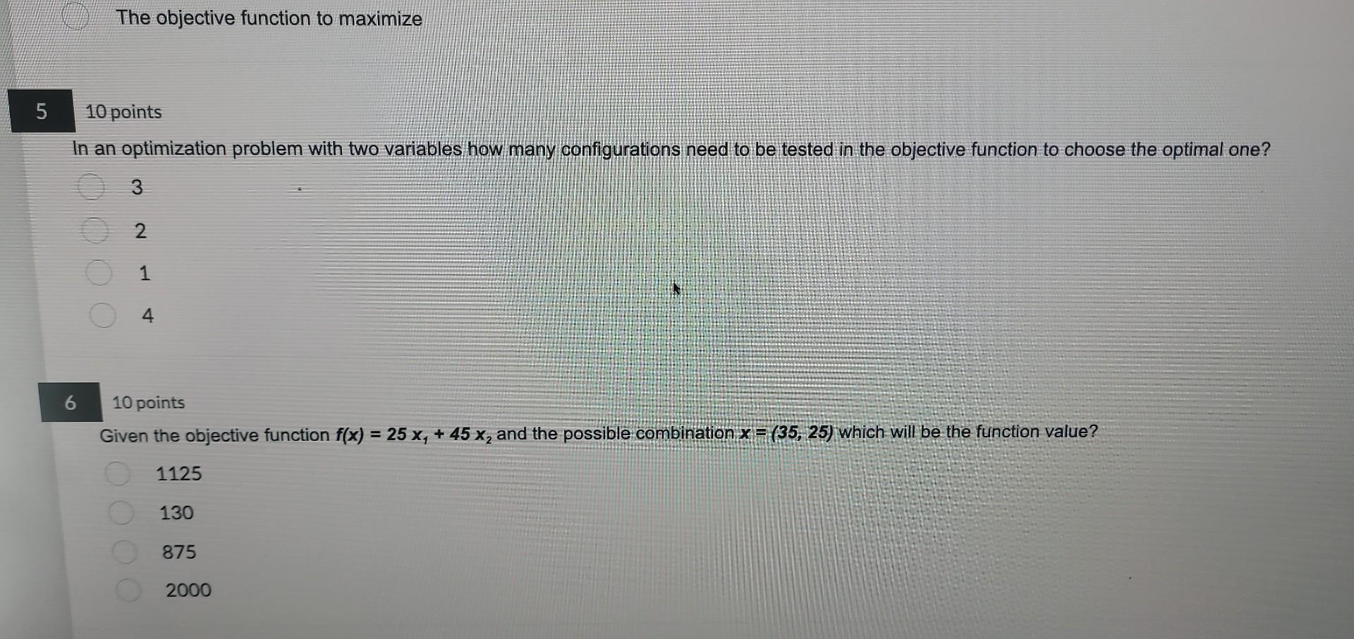 Solved The objective function to maximize 10 points In an | Chegg.com