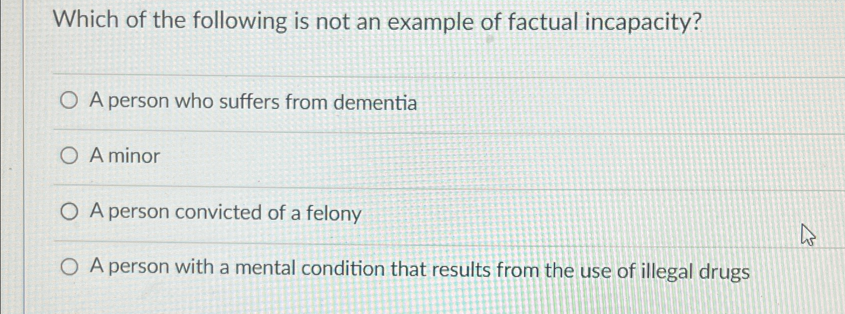 Solved Which of the following is not an example of factual