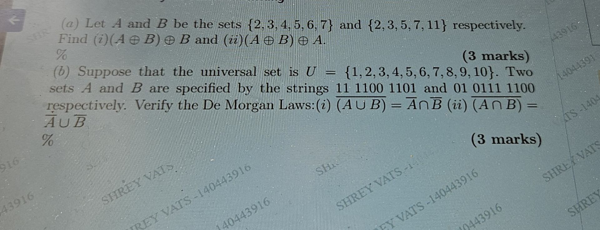 (a) ﻿Let A And B ﻿be The Sets {2,3,4,5,6,7} ﻿and | Chegg.com