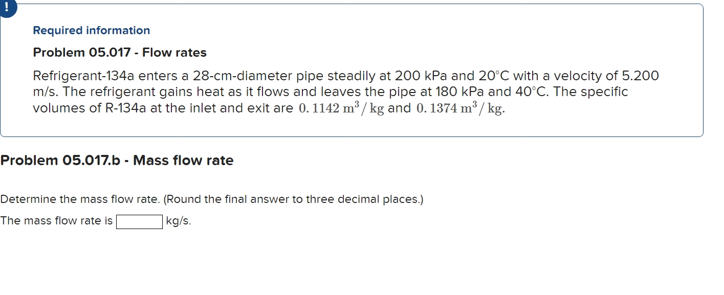 Solved Problem 05.017.b - ﻿Mass flow rateDetermine the mass | Chegg.com
