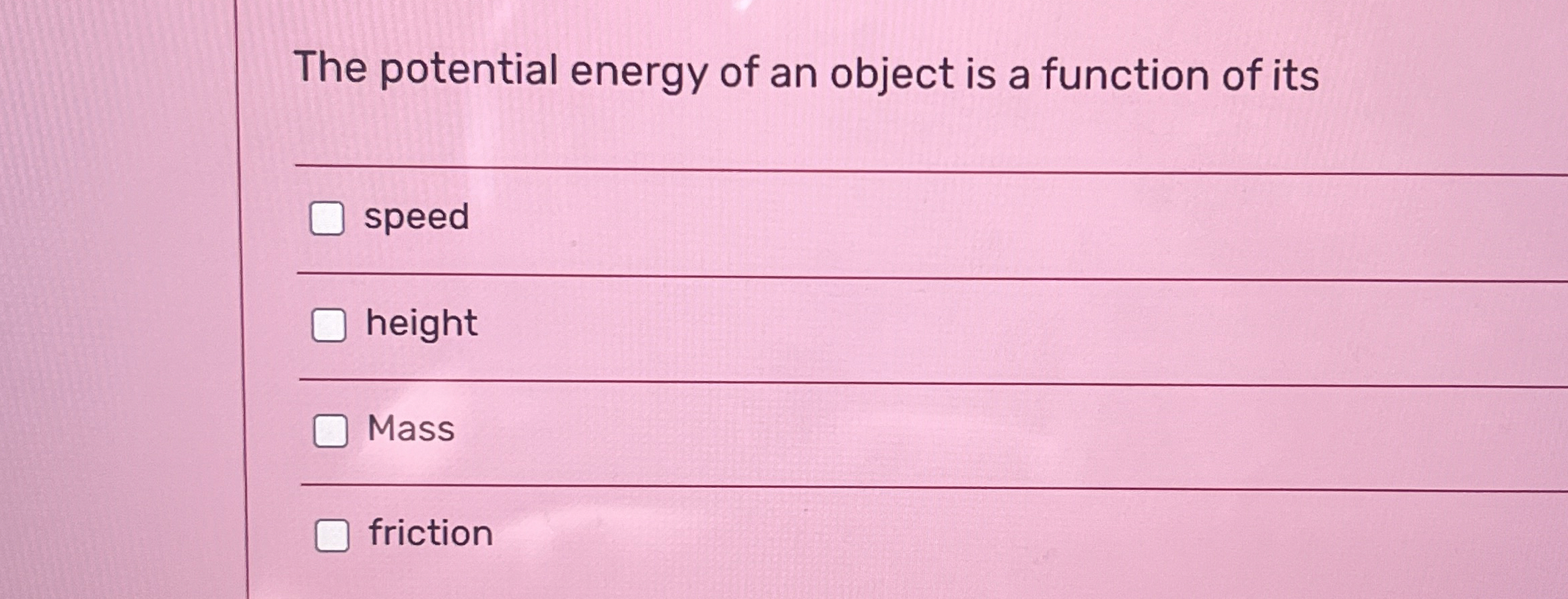 Solved The potential energy of an object is a function of | Chegg.com