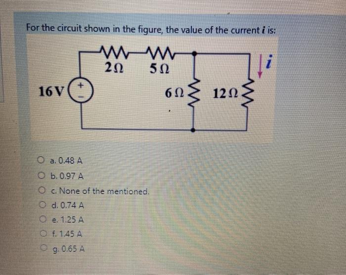 Solved For the circuit shown in the figure, the value of the | Chegg.com