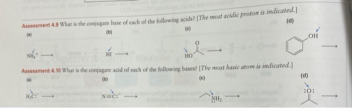 Solved Assessment 4.9 What Is The Conjugate Base Of Each Of | Chegg.com